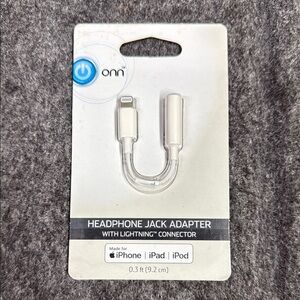 Onn Running White Headphone Jack Adapter with Lightning Connector